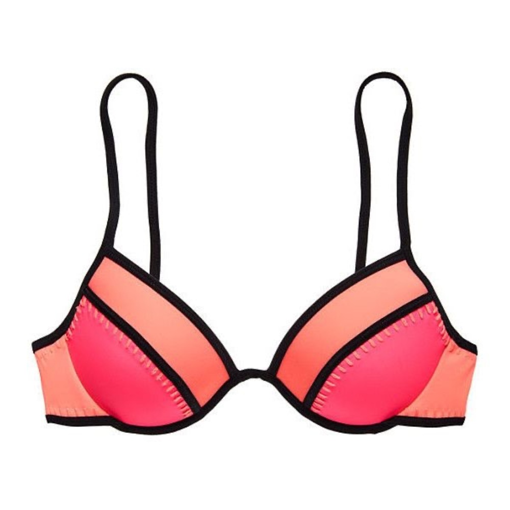 Victoria’s Secret Pink and Orange Push Up Bikini Top - Size 32B